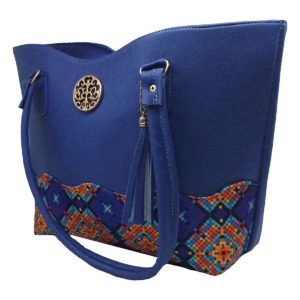 Bolsa de piel sintética azul rey tipo Tote