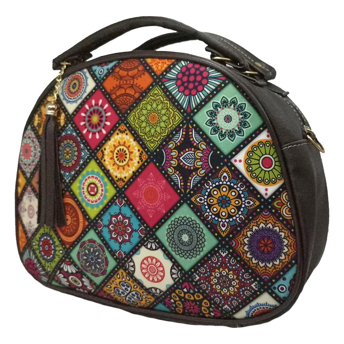 Bolsa de piel sint&eacute;tica caf&eacute;, bolsa de mano