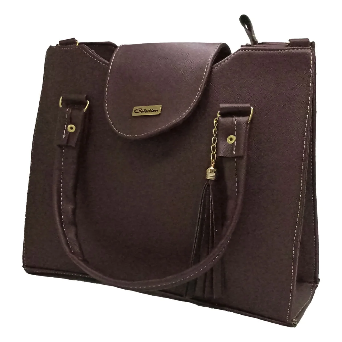 Bolsa de piel sint&eacute;tica caoba, bolsa de mano