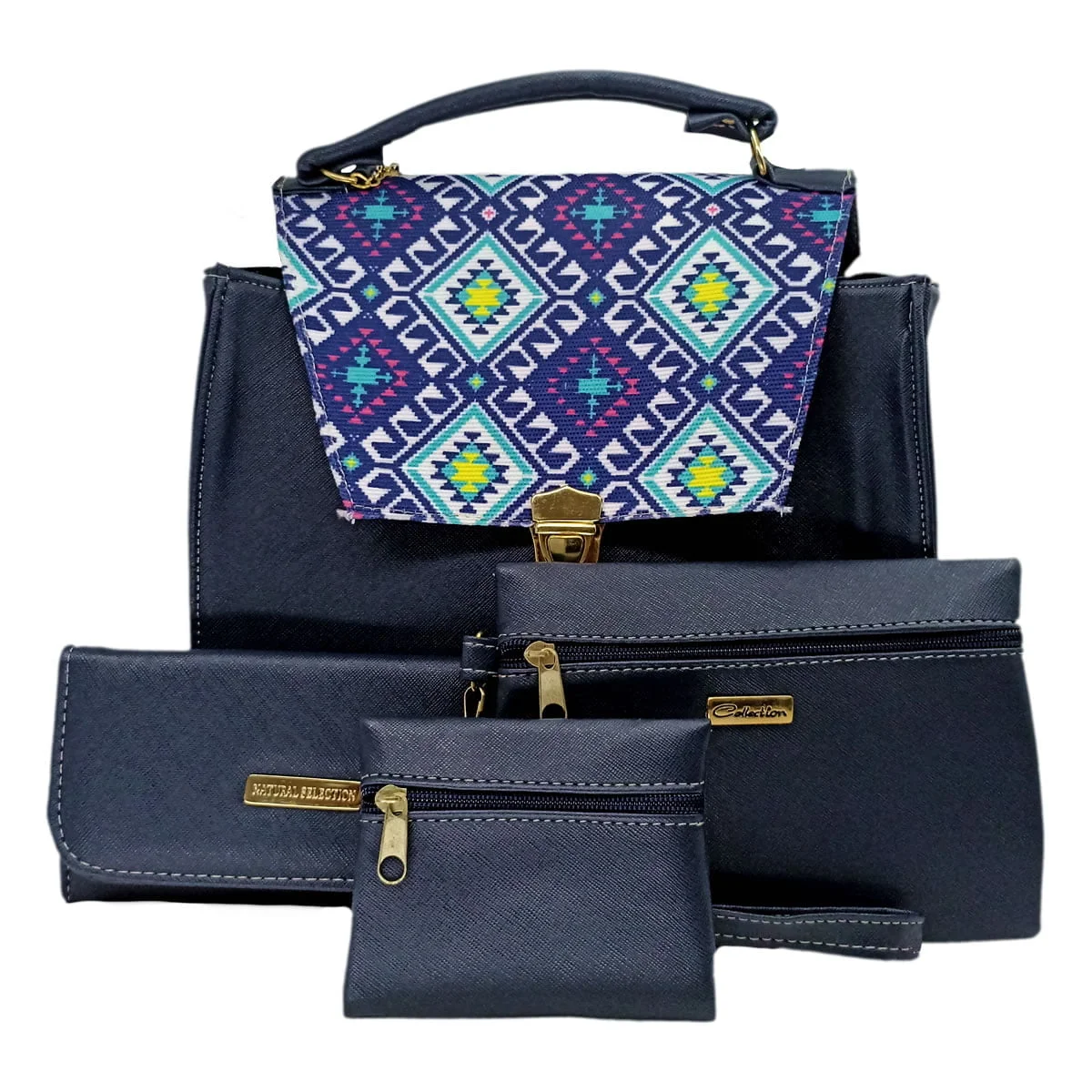 Cosmetiquera, cartera, monedero y bolsa de piel sint&eacute;tica azul marino