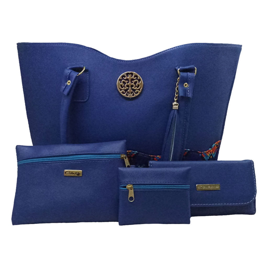 Cosmetiquera, cartera, monedero y bolsa de piel sintética tipo Tote azul rey