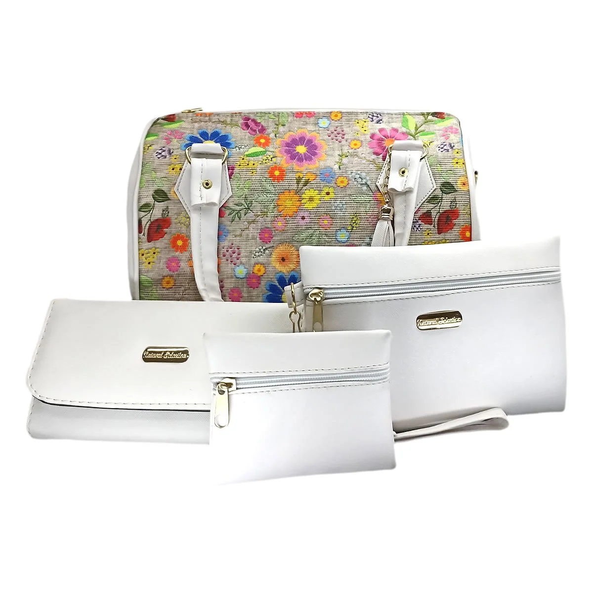 Cosmetiquera, cartera, monedero y bolsa de piel sint&eacute;tica blanca
