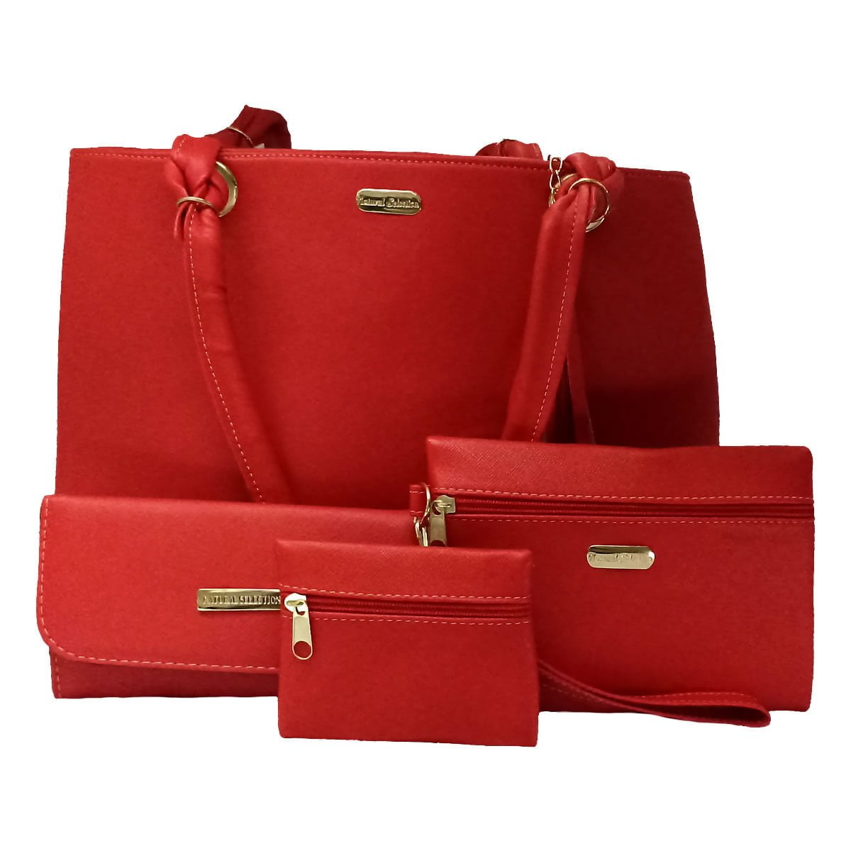 Cosmetiquera, cartera, monedero y bolsa de piel sintética roja