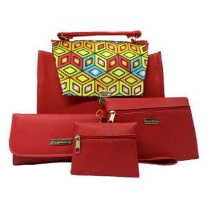 Cosmetiquera, cartera, monedero y bolsa de piel sintética roja