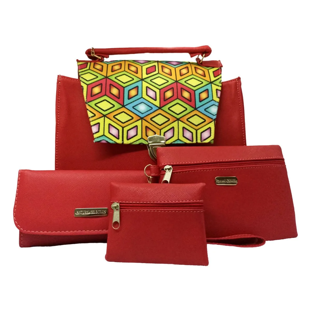 Cosmetiquera, cartera, monedero y bolsa de piel sint&eacute;tica roja
