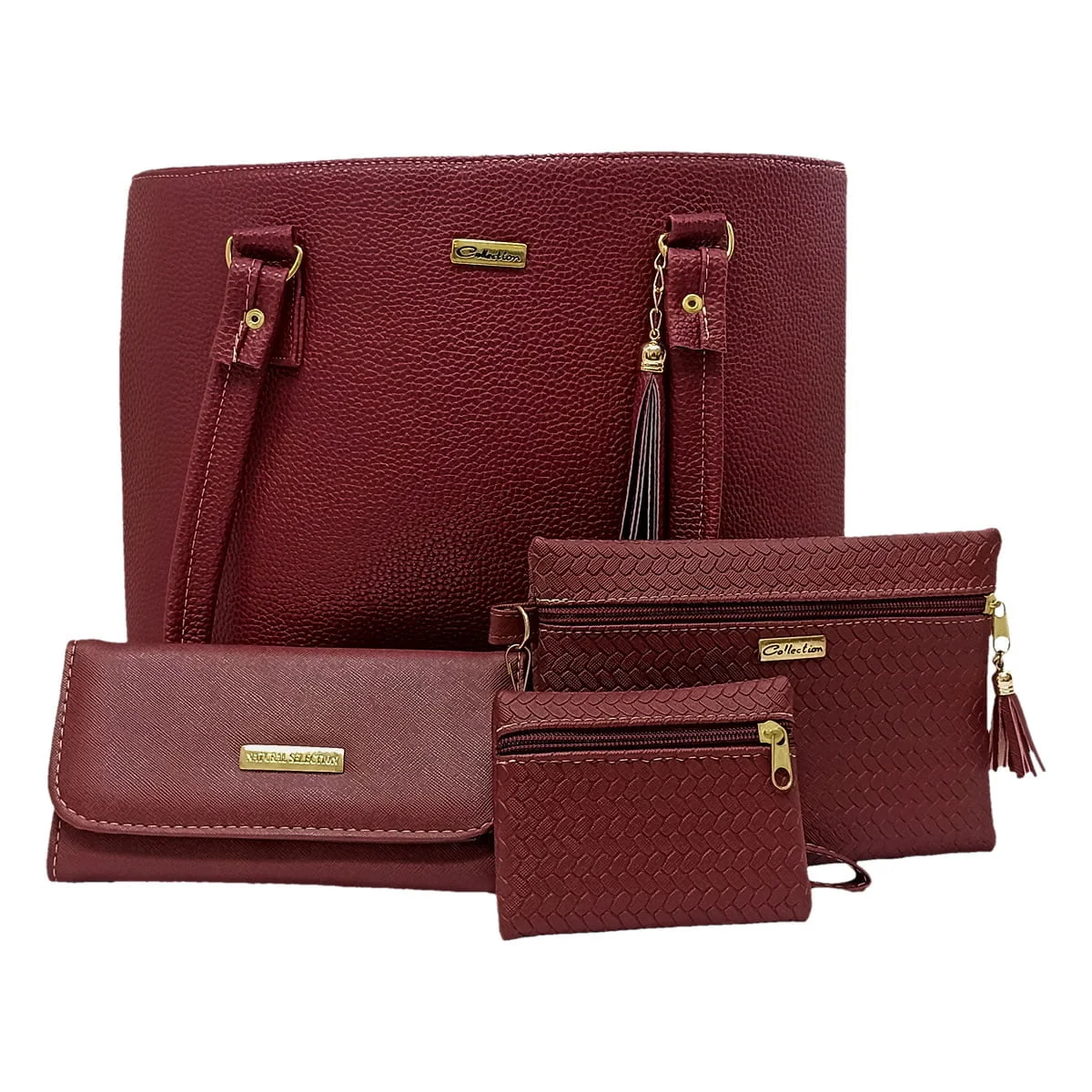 Cosmetiquera, cartera, monedero y bolsa de piel sint&eacute;tica vino