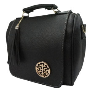 Bolsa de piel sintética negra tipo crossbody