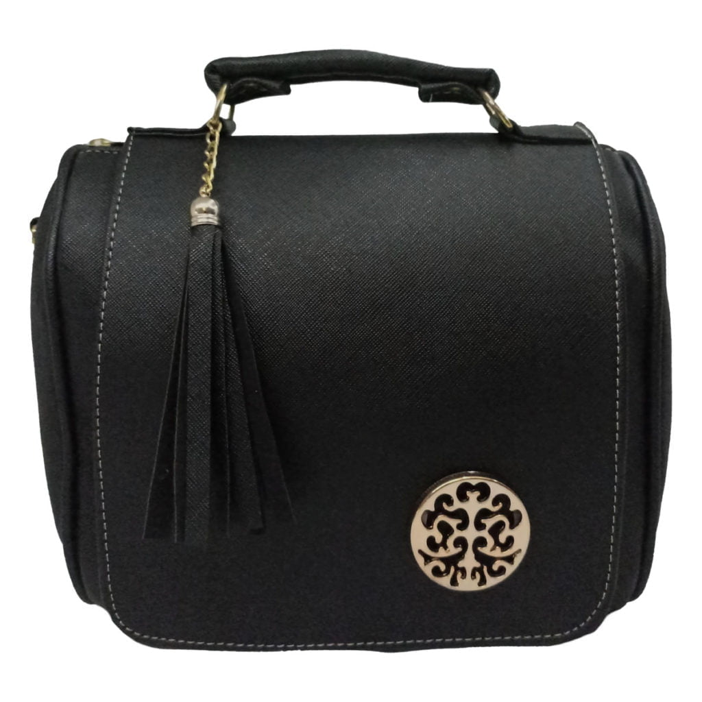 Bolsa de piel sintética negra tipo crossbody