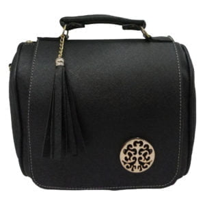 Bolsa de piel sintética negra tipo crossbody